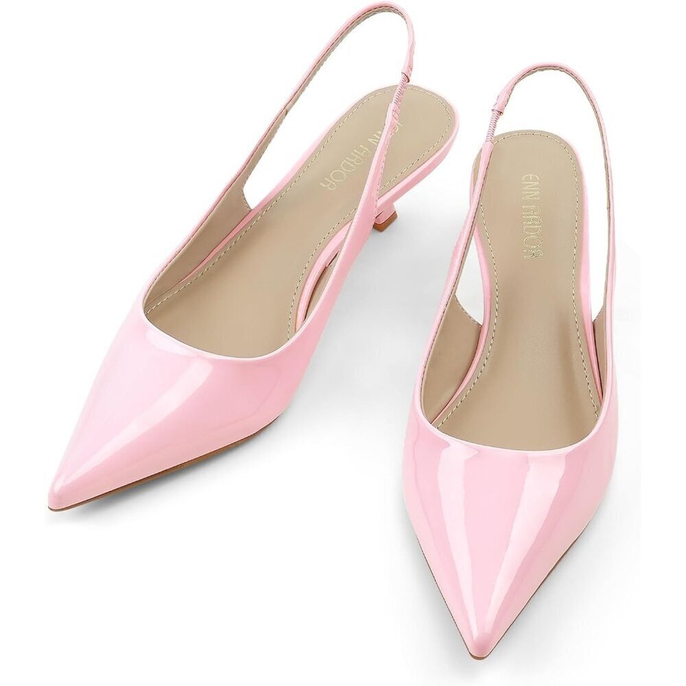 Women Slingback Low Heel Pumps Dressy Kitten Heels Sandals Wide Width Shoes